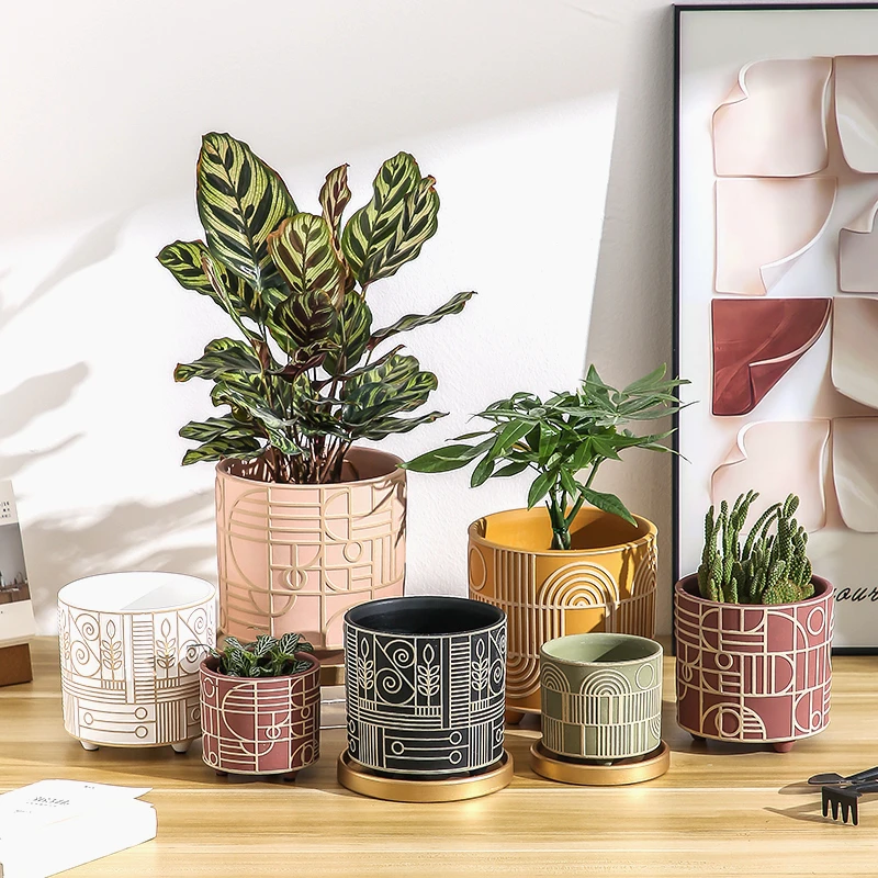 Aloe Vera Pot - Pot de fleur cylindrique en céramique